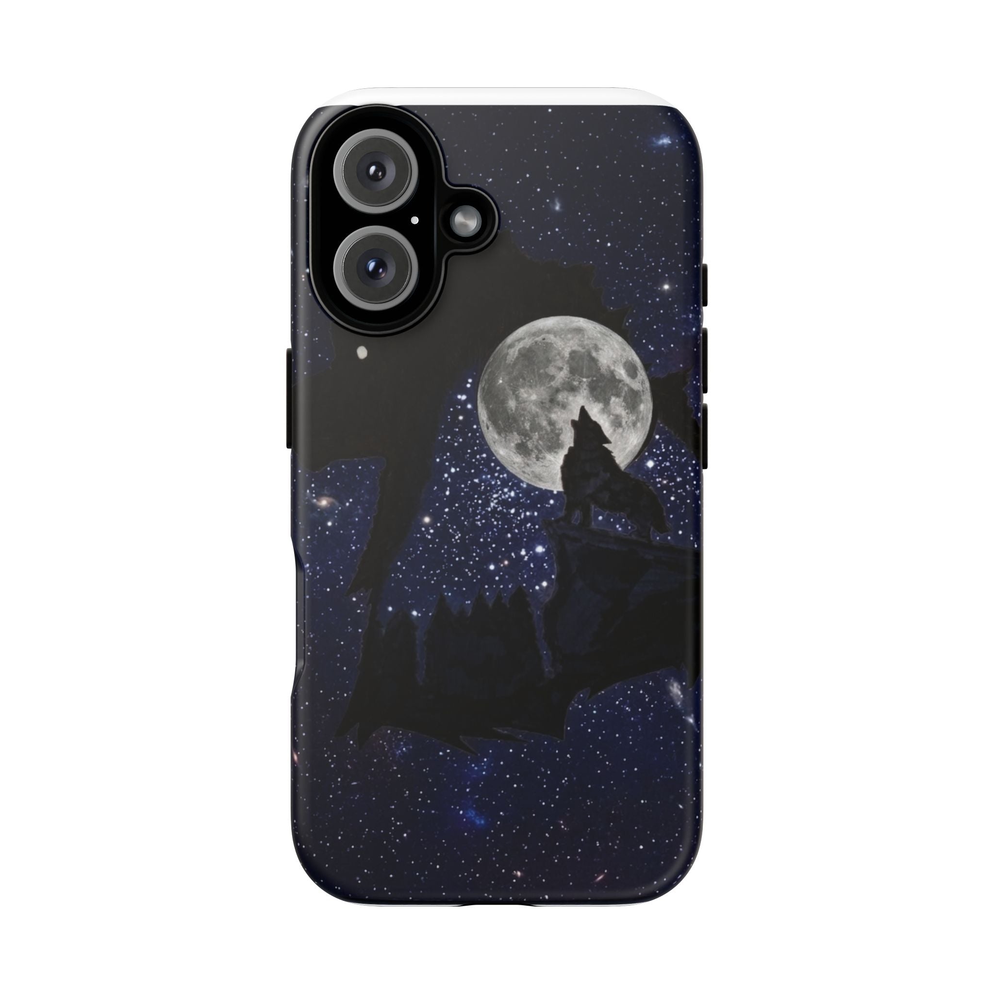 Wolf Moon Phone Case — Starry Night Silhouette iPhone Cover