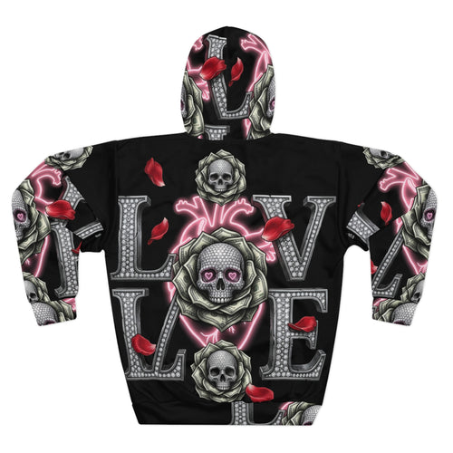 Skull Rose Love Hoodie — Gothic Valentine's Pullover