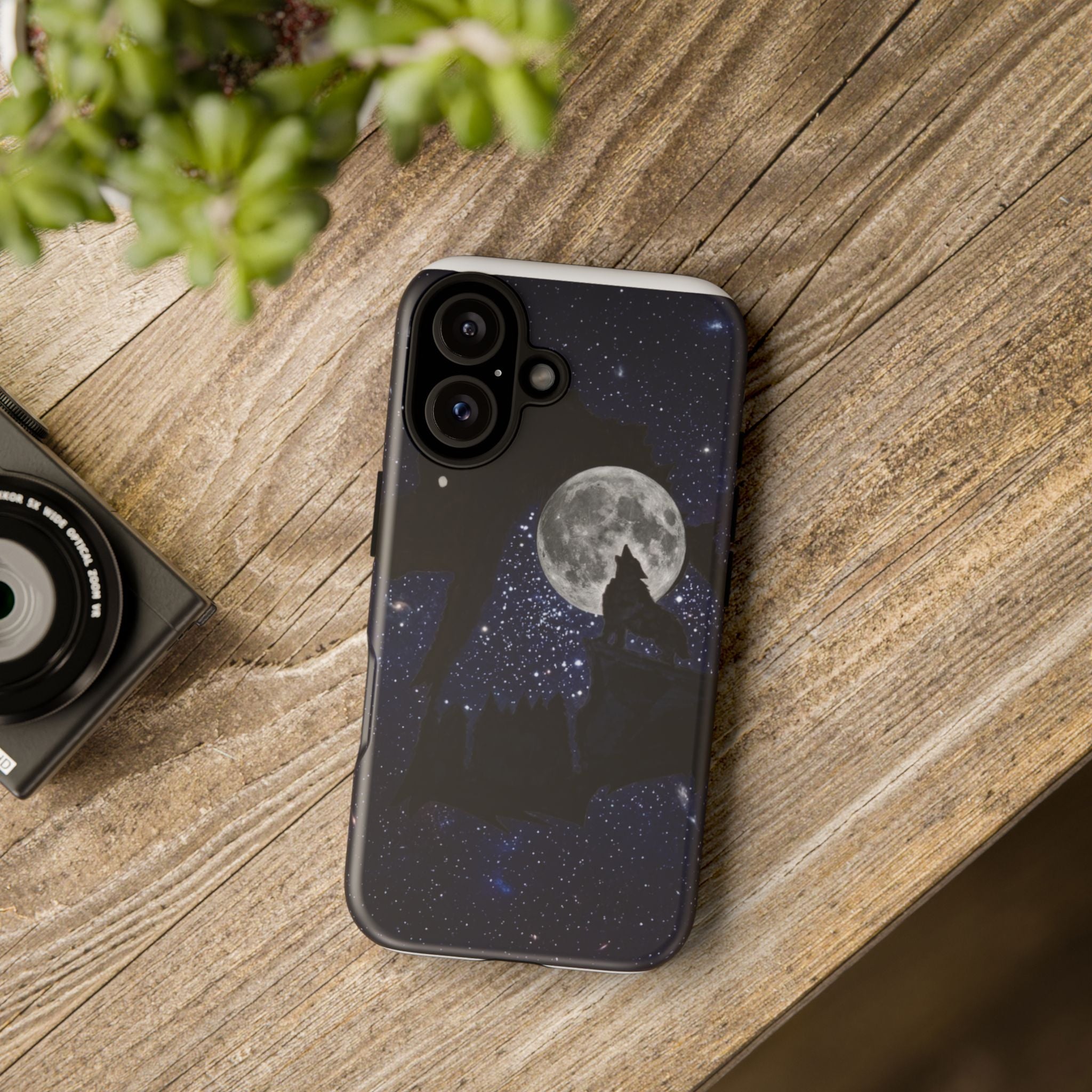 Wolf Moon Phone Case — Starry Night Silhouette iPhone Cover