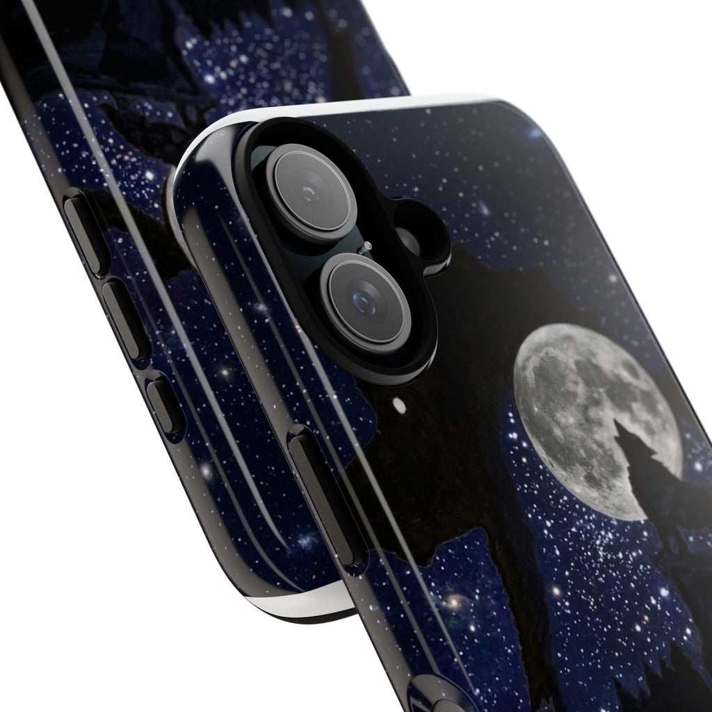 Wolf Moon Phone Case — Starry Night Silhouette iPhone Cover