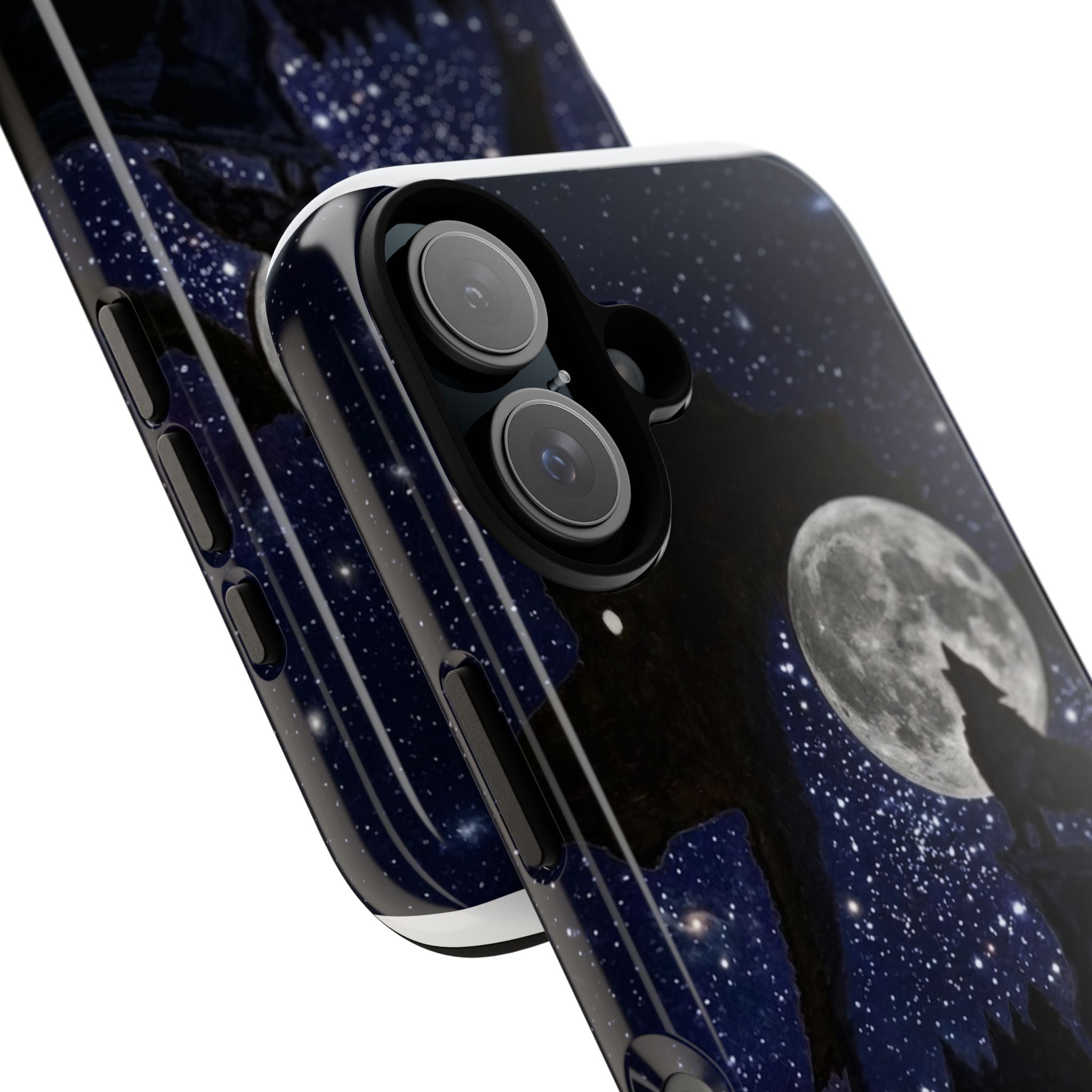 Wolf Moon Phone Case — Starry Night Silhouette iPhone Cover