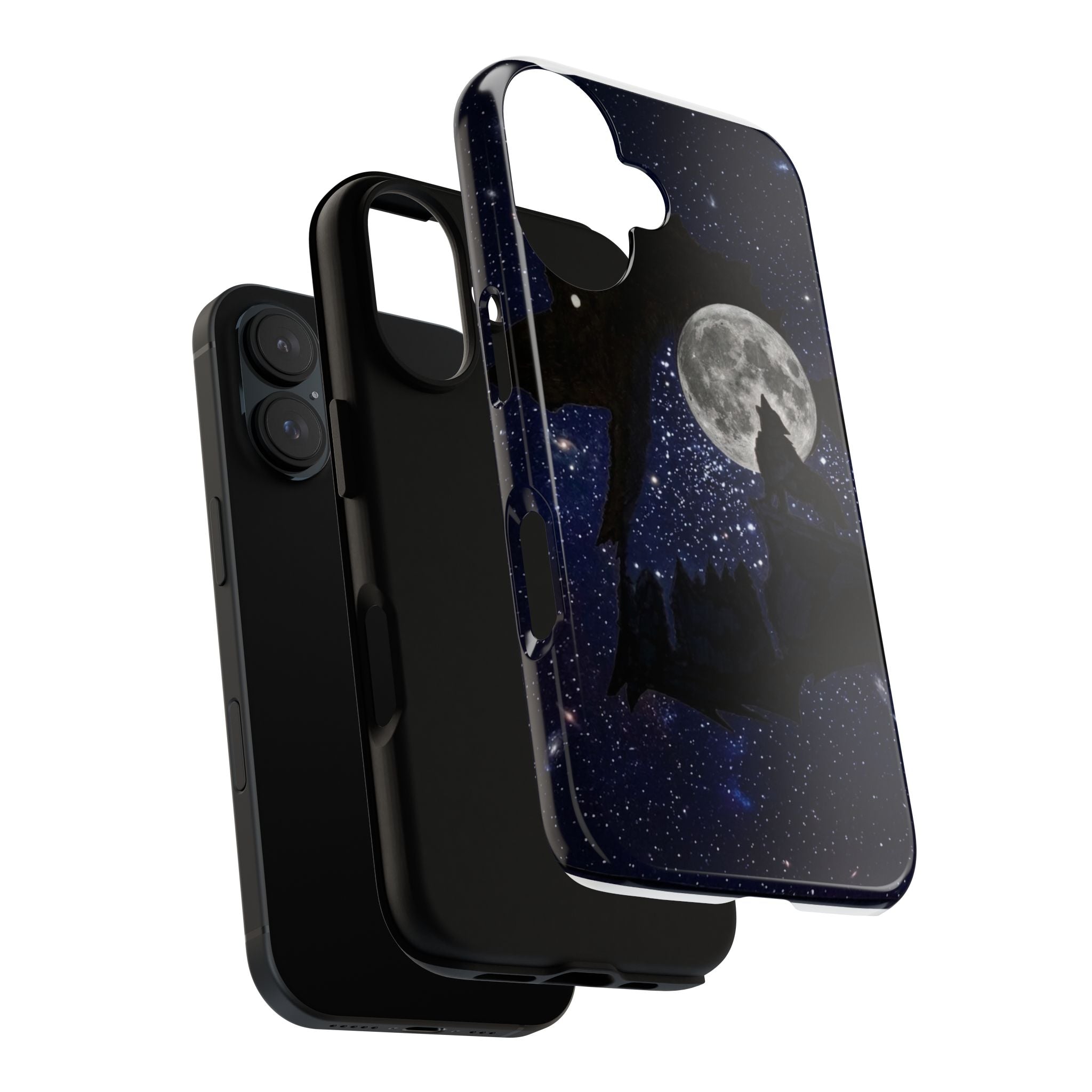 Wolf Moon Phone Case — Starry Night Silhouette iPhone Cover
