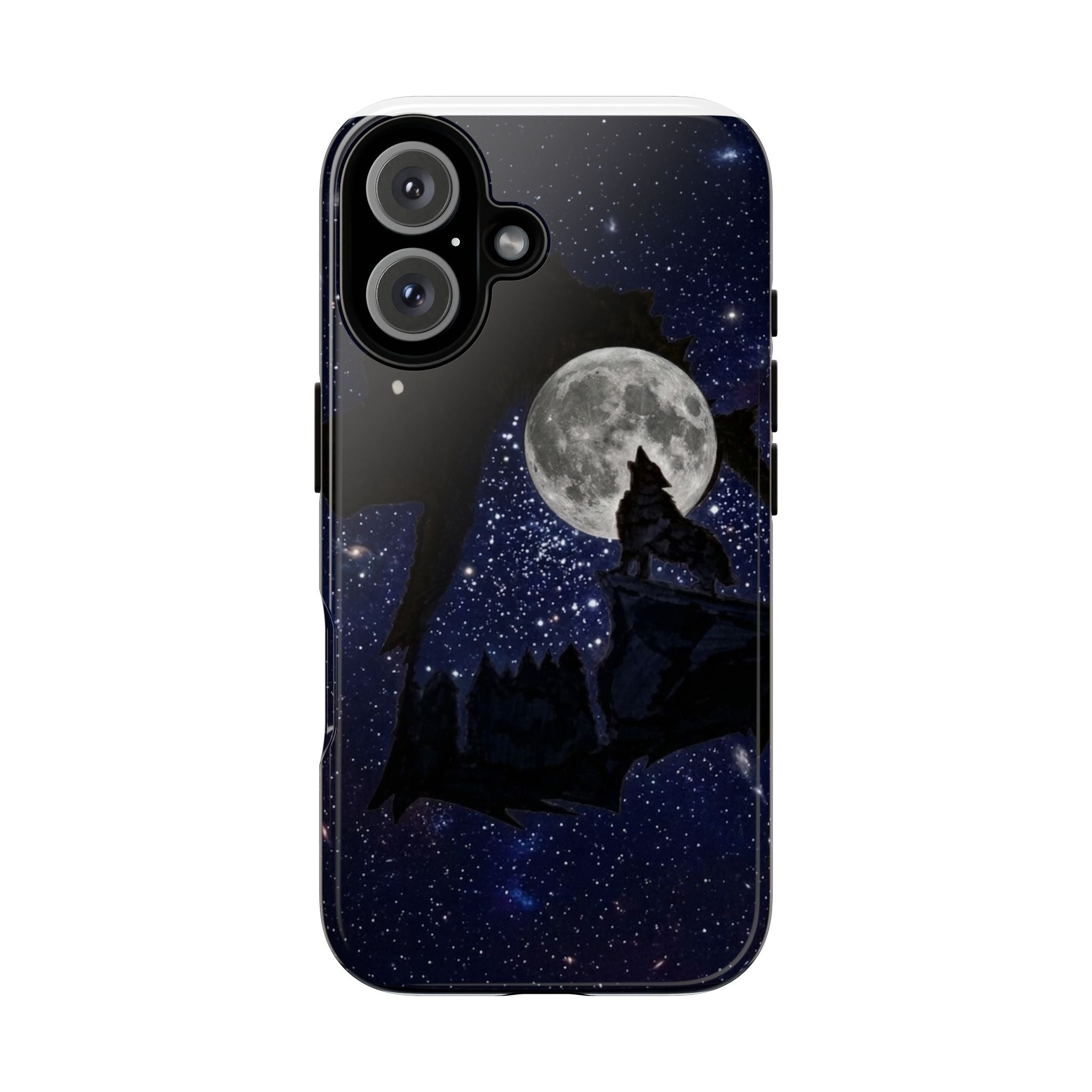 Wolf Moon Phone Case — Starry Night Silhouette iPhone Cover